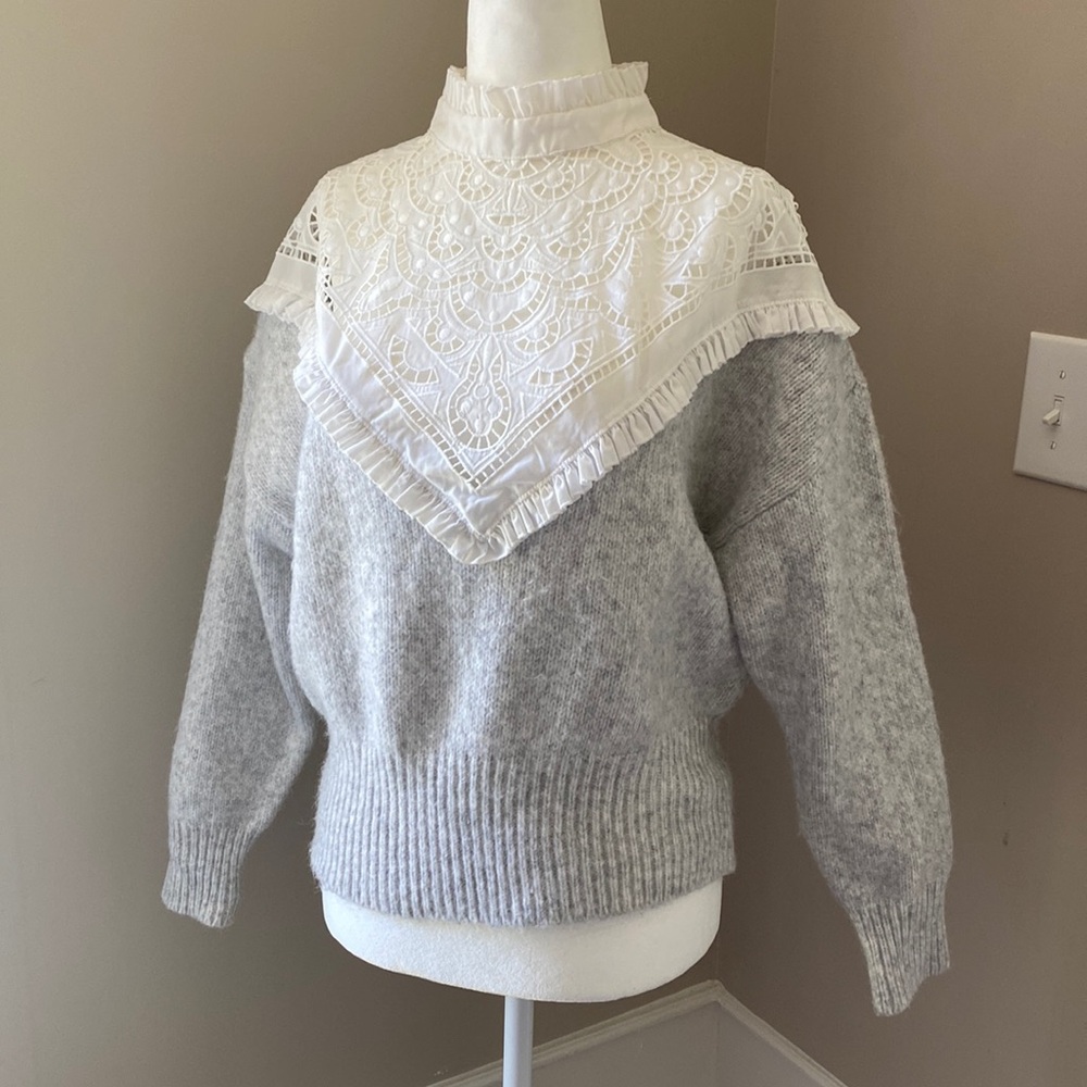 NEVER WORN ZARA Lace Grey Sweater
